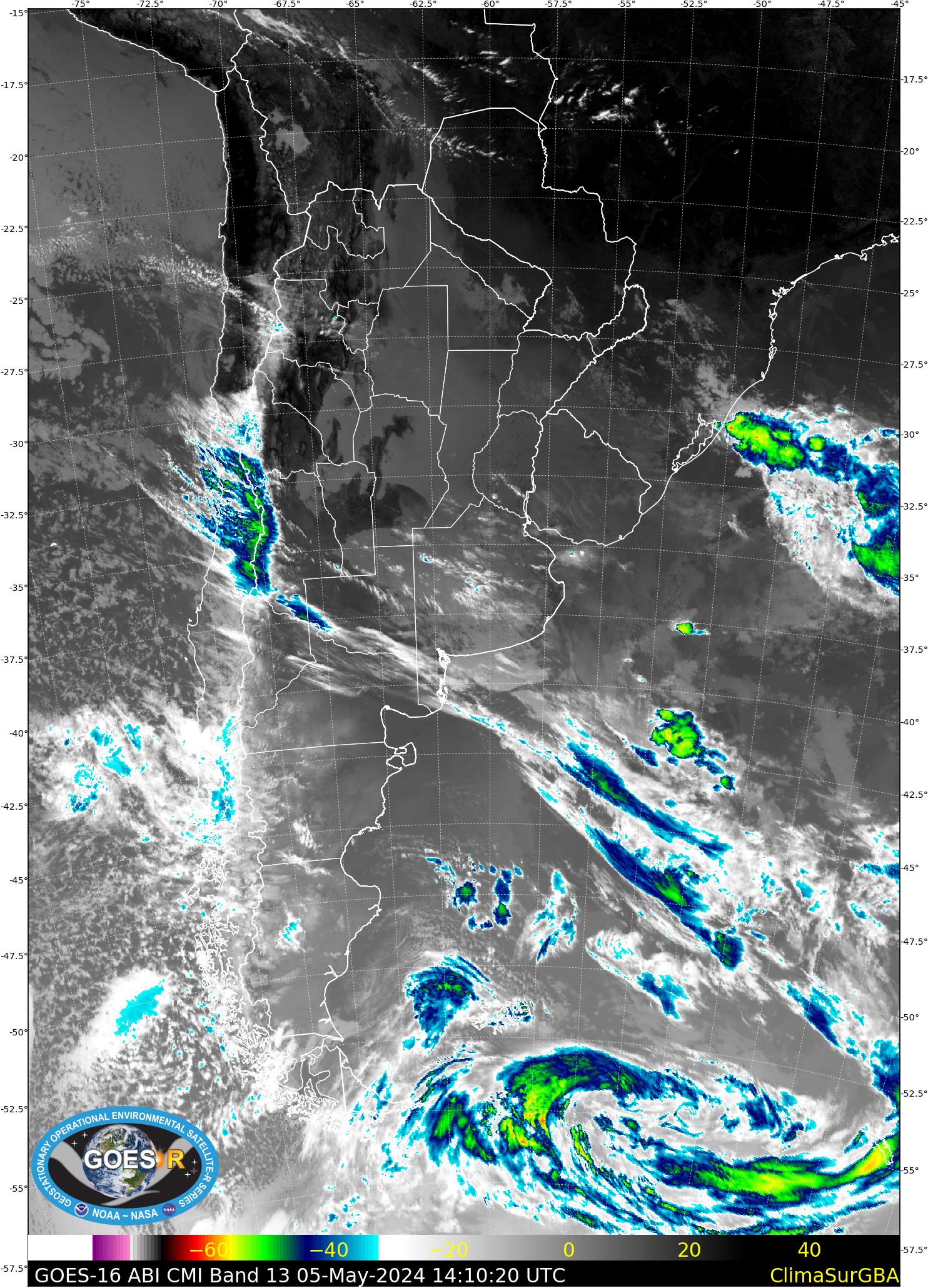 ClimaSurGBA » Imagen del satélite GOES-16 Topes